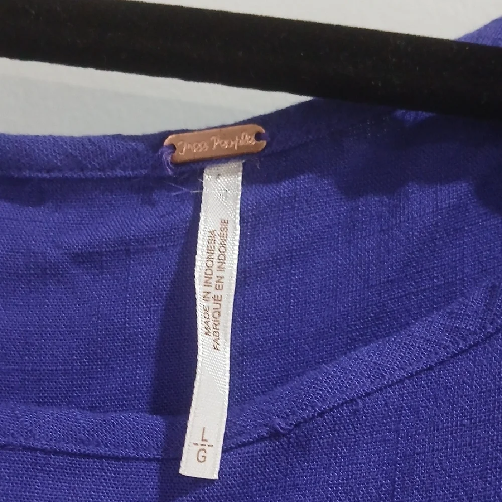 Free People Vibrant Purple Asimetric Long Sleeve Dress Sz L GENTLE USED